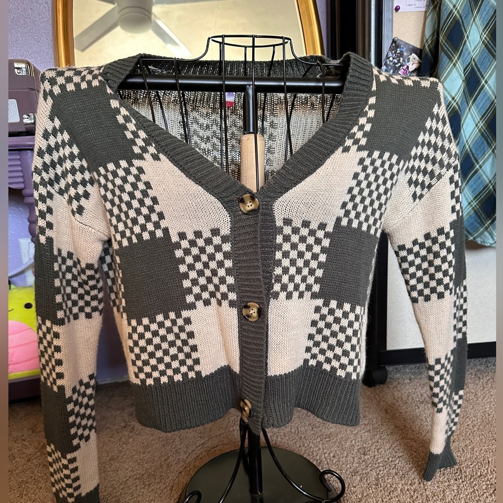 checkered sweater